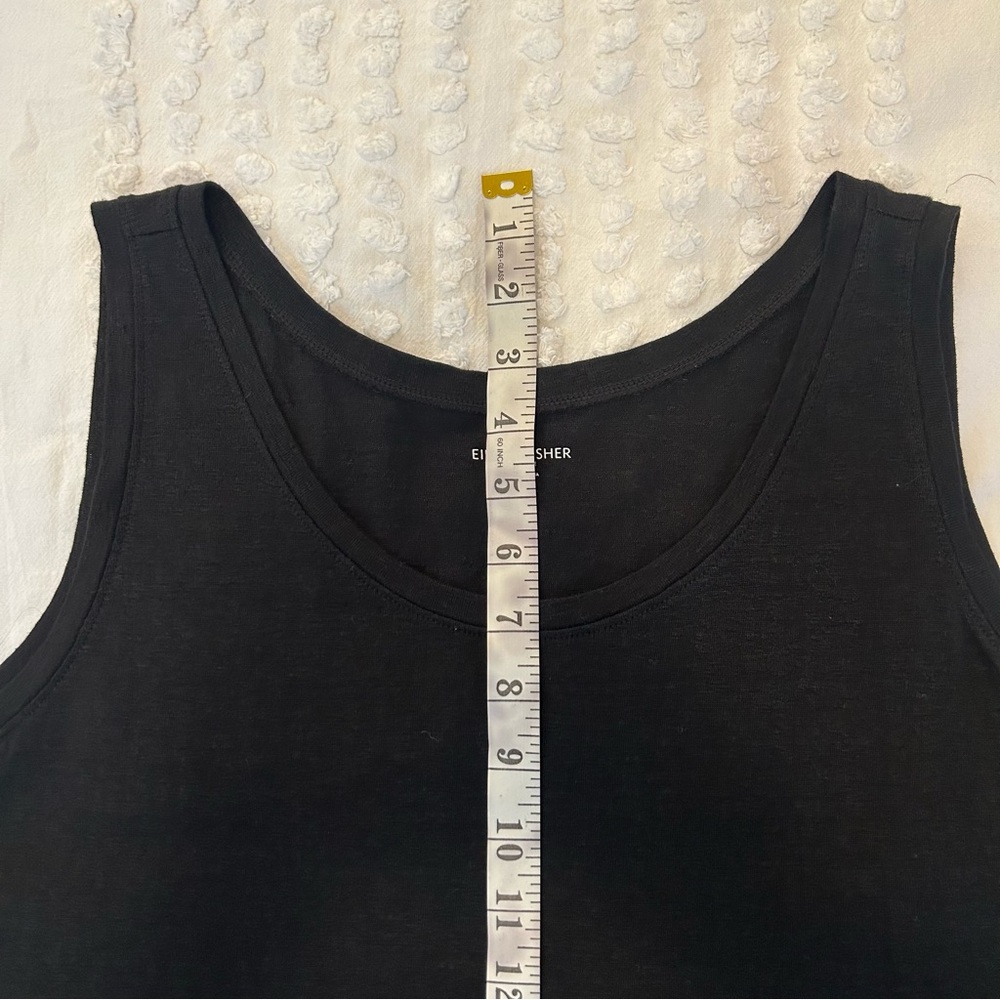 Eileen Fisher 100% Linen Jersey Black Scoop Neck Tank Sz Petite L - Picture 11 of 12
